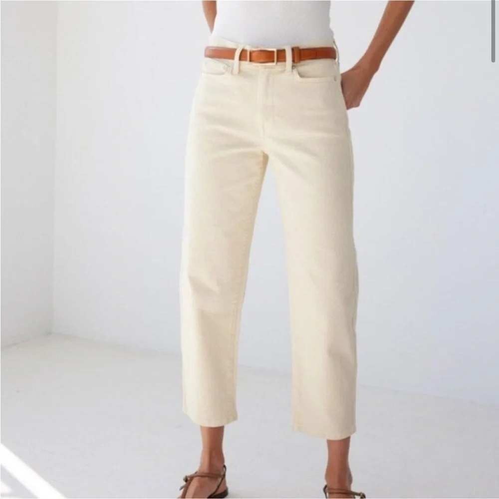 AYR The Beat Drop Jeans 29 Cream Barrel Leg Organic Cotton Stretch Made in LA